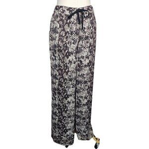 Katherine Barclay Snake Print Tie‎ Waist Wide Leg Pants Women Large NWT